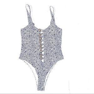 Floral Print High Waist One-Piece Swimsuit